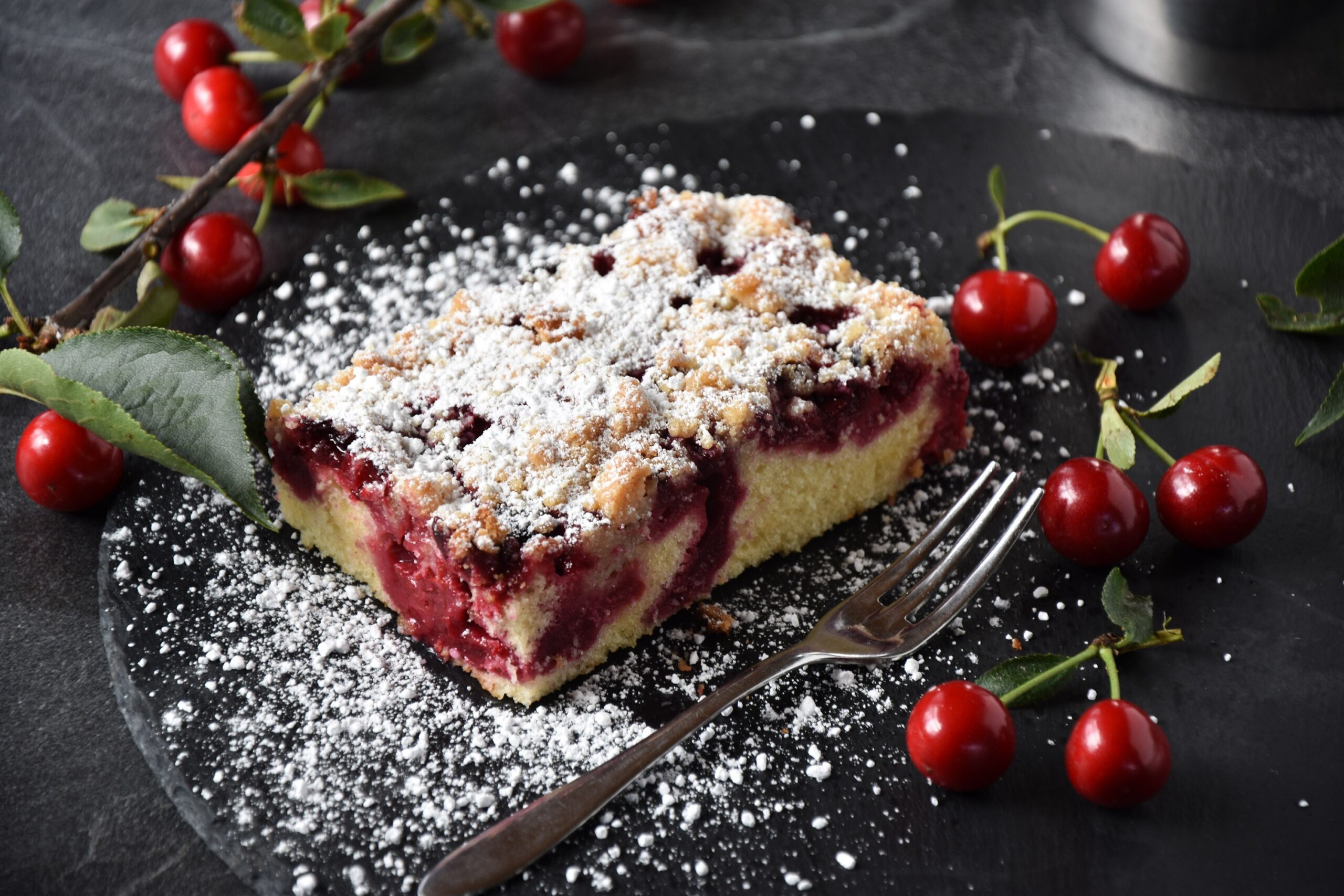 Kirsch-Streuselkuchen / mit Mohnfüllung / Rauchmühle / Rauchmehl